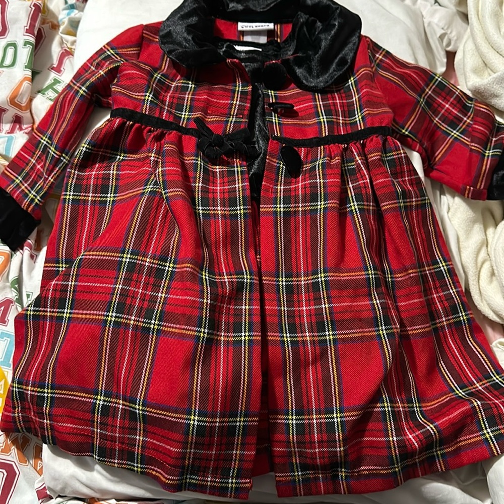 Blueberi boulevard Red Plaid Coat & Dress